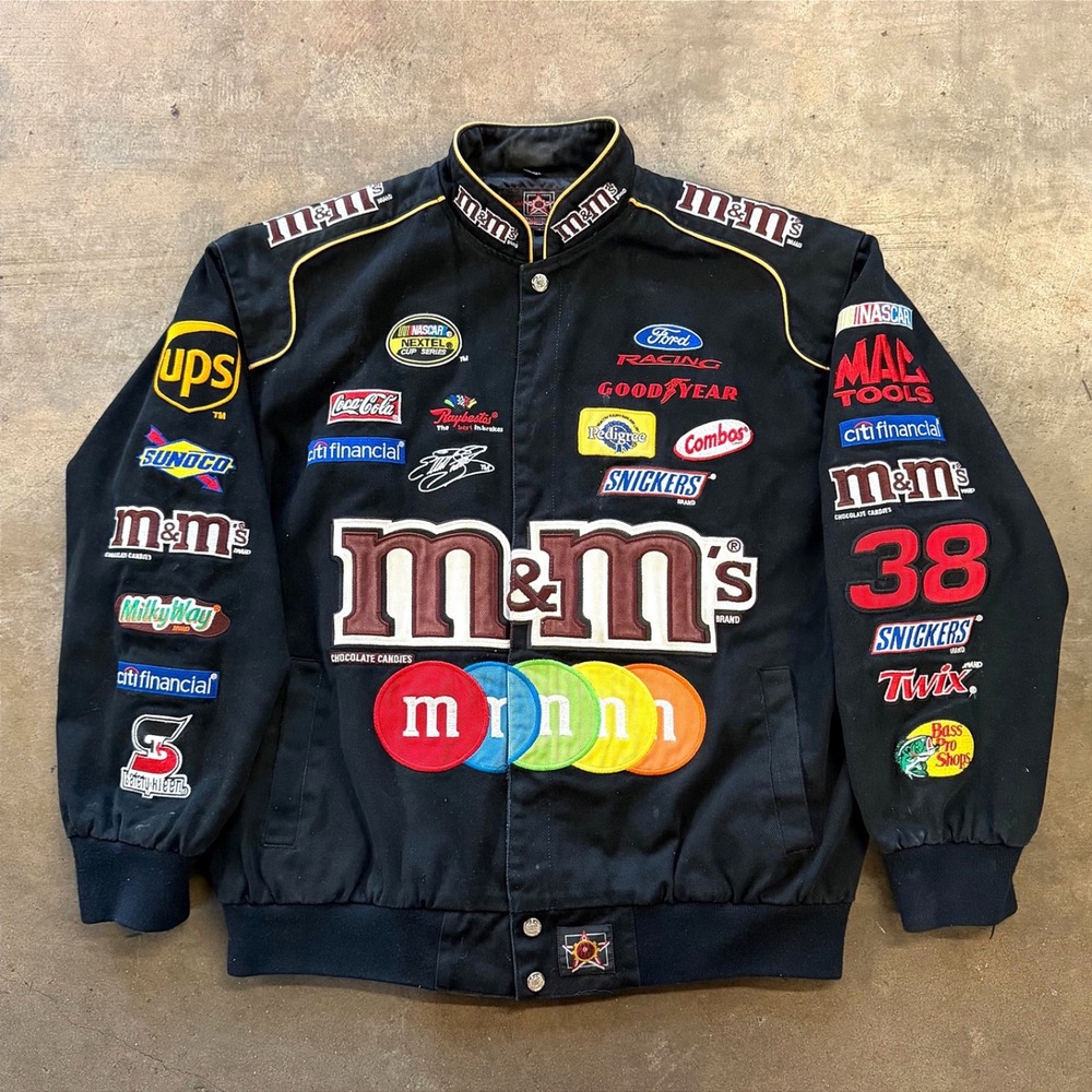 Vintage JH Design M&M's NASCAR Racing Jacket Size Large Jeff Hamilton Style